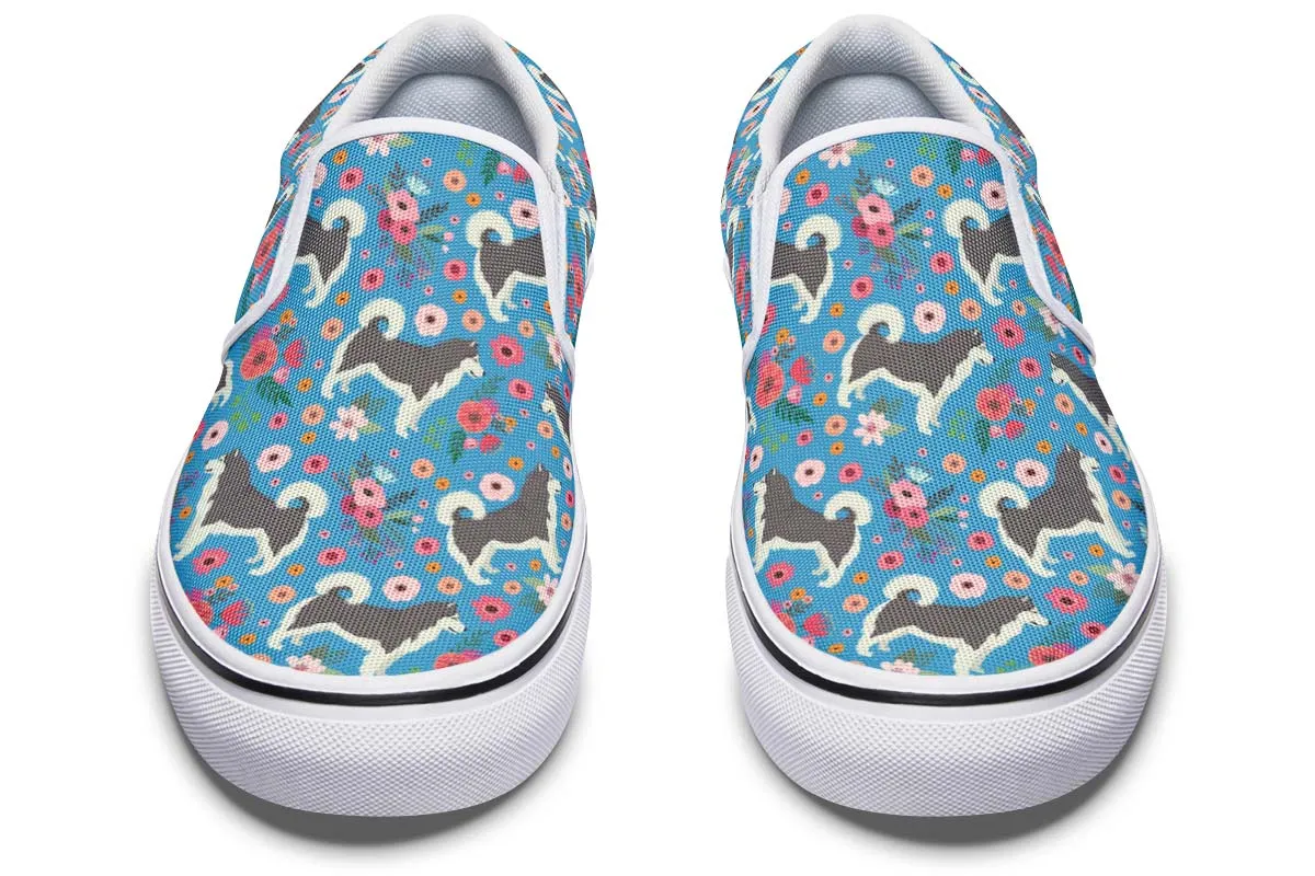 Alaskan Malamute Flower Slip-On Shoes