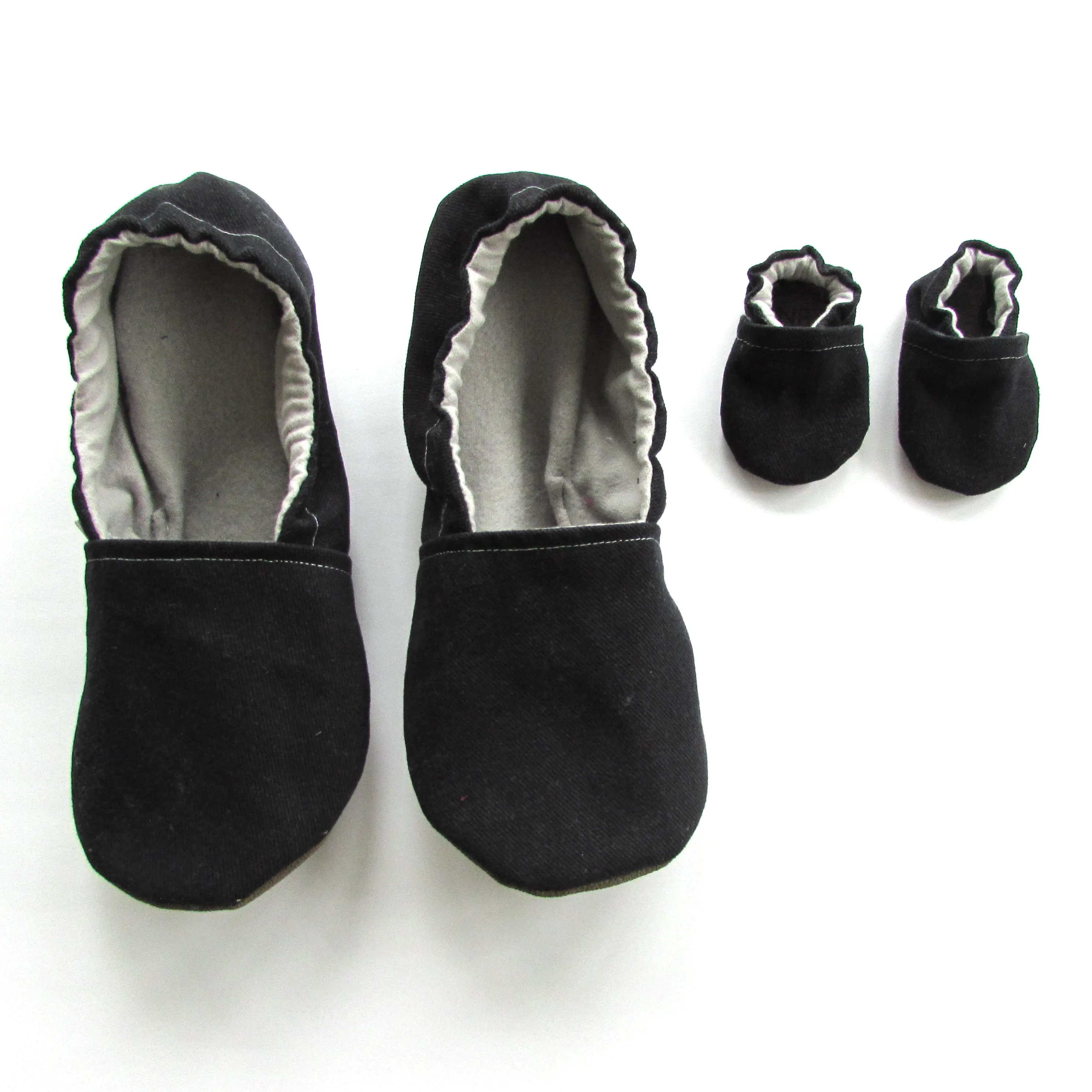 Black Brushed Denim Women's Slippers