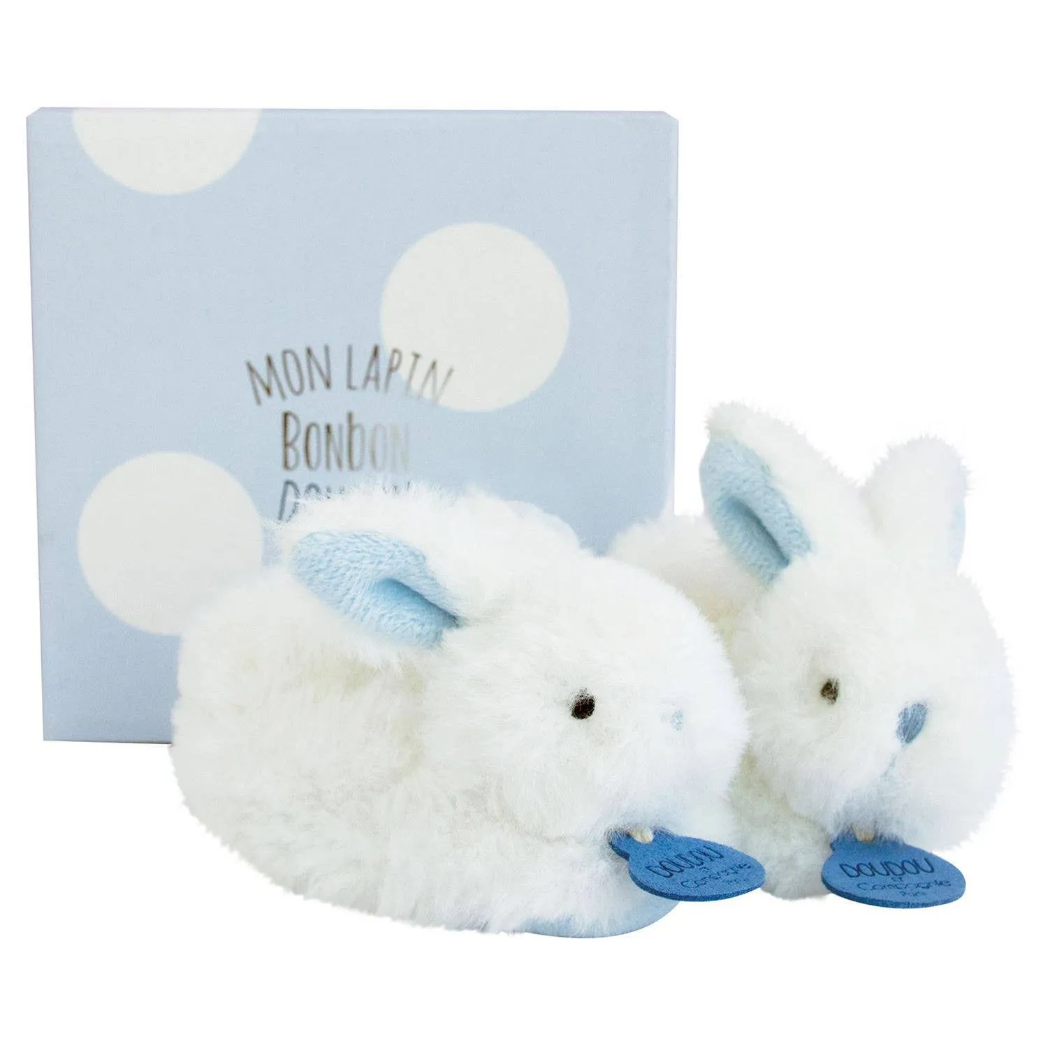 Blue Bunny Booties with Rattle - Size 0/6 months