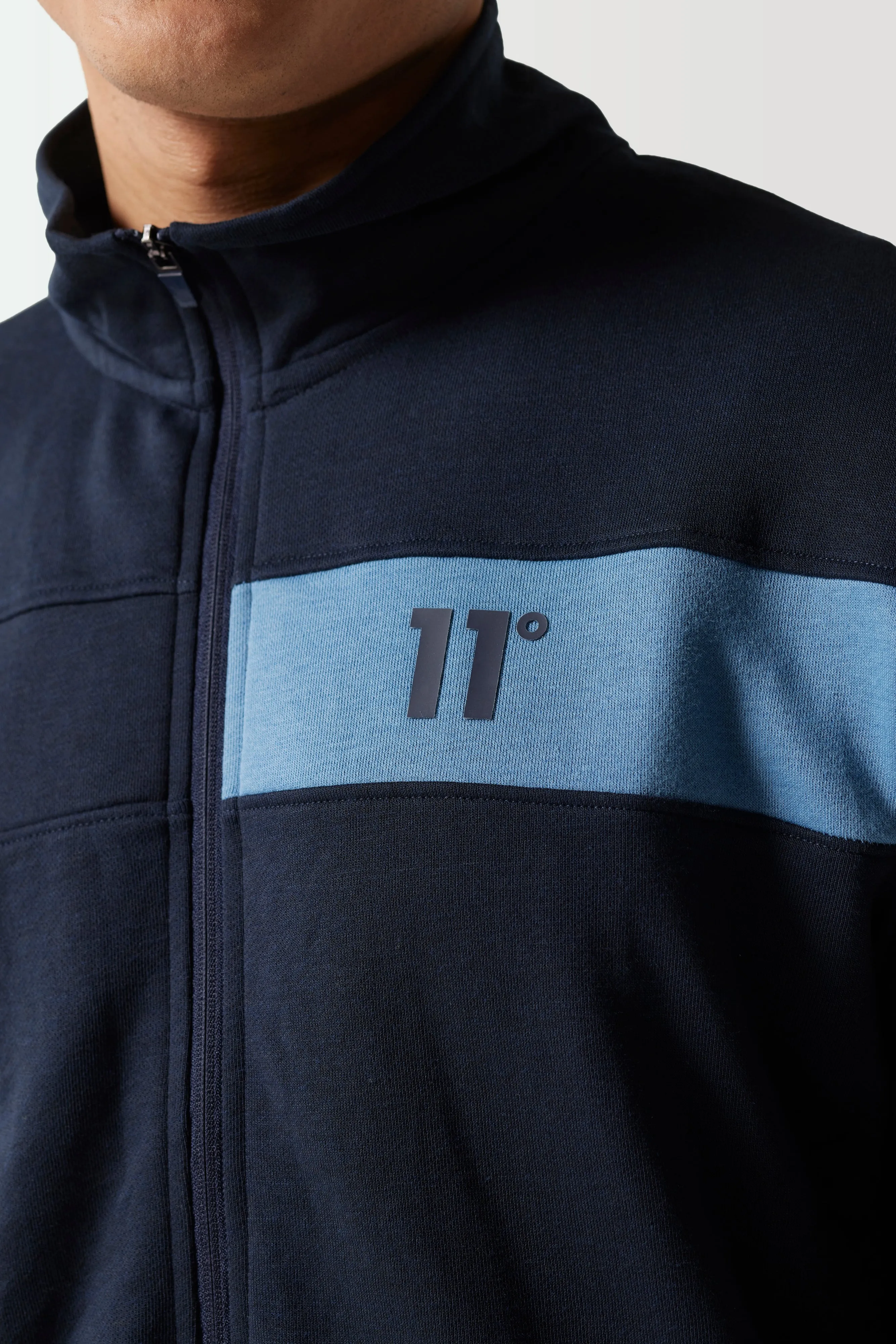 Colour Block Full Zip Sweat Top - Navy / Elemental Blue