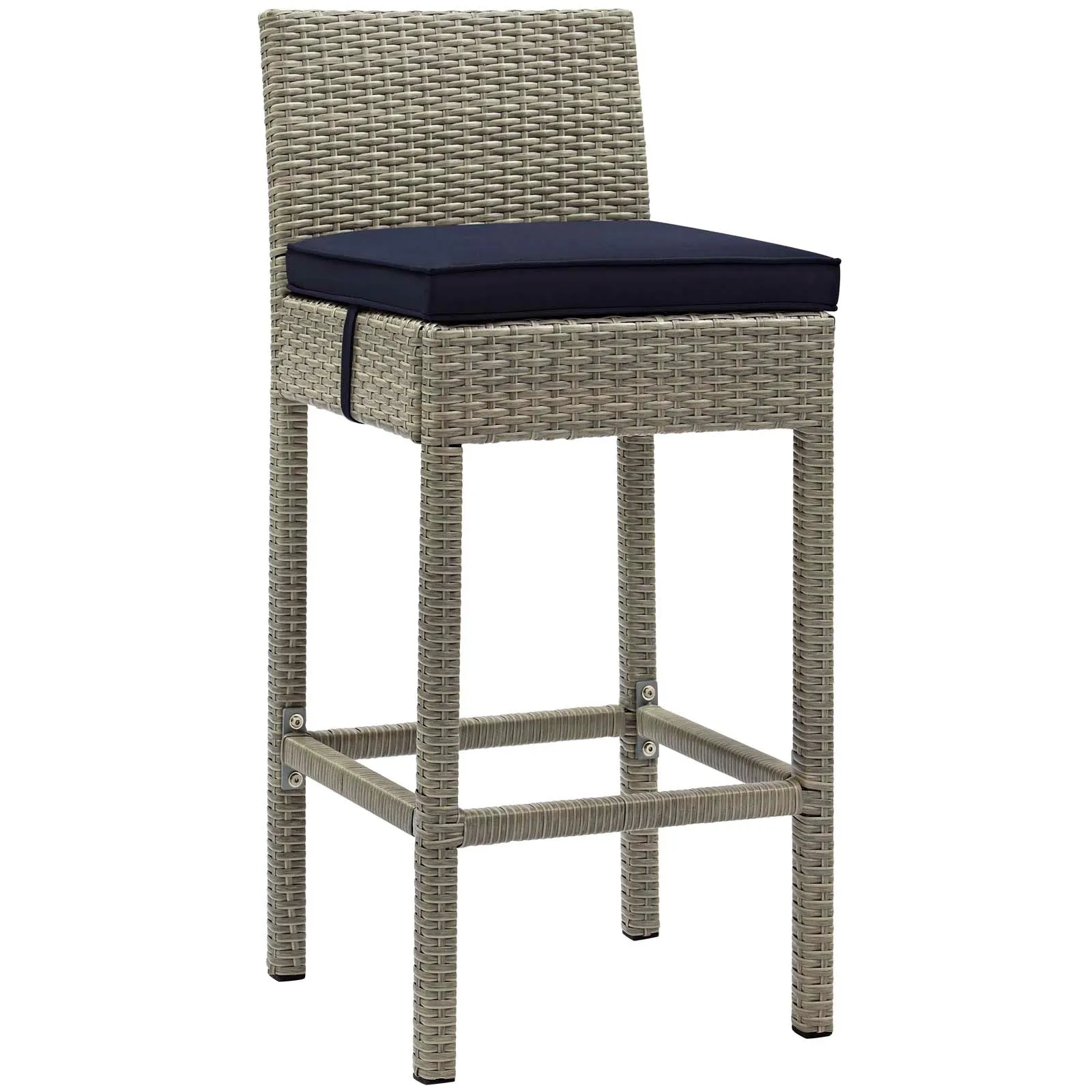 Conduit Bar Stool Outdoor Patio Wicker Rattan Set of 2 by Modway