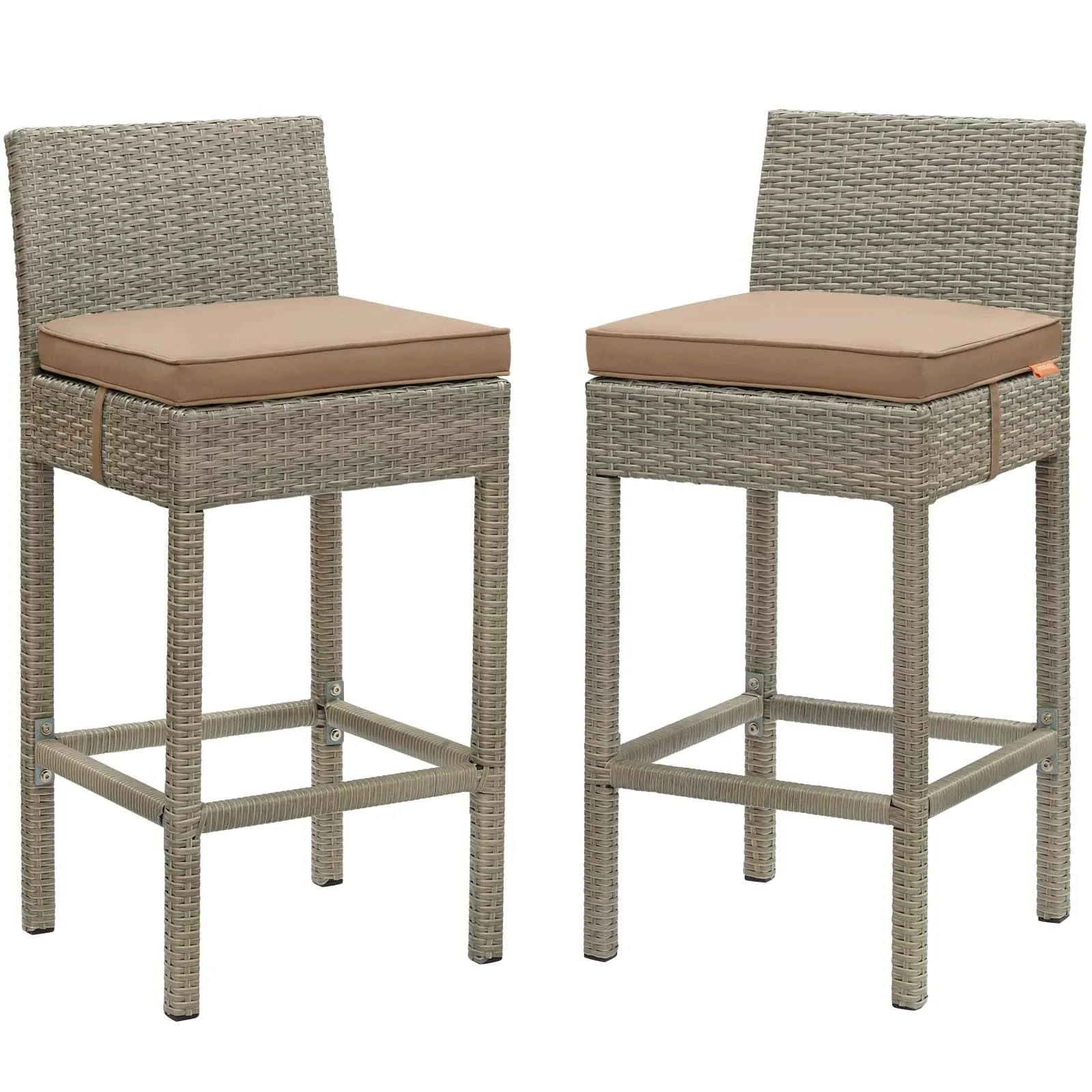 Conduit Bar Stool Outdoor Patio Wicker Rattan Set of 2 by Modway