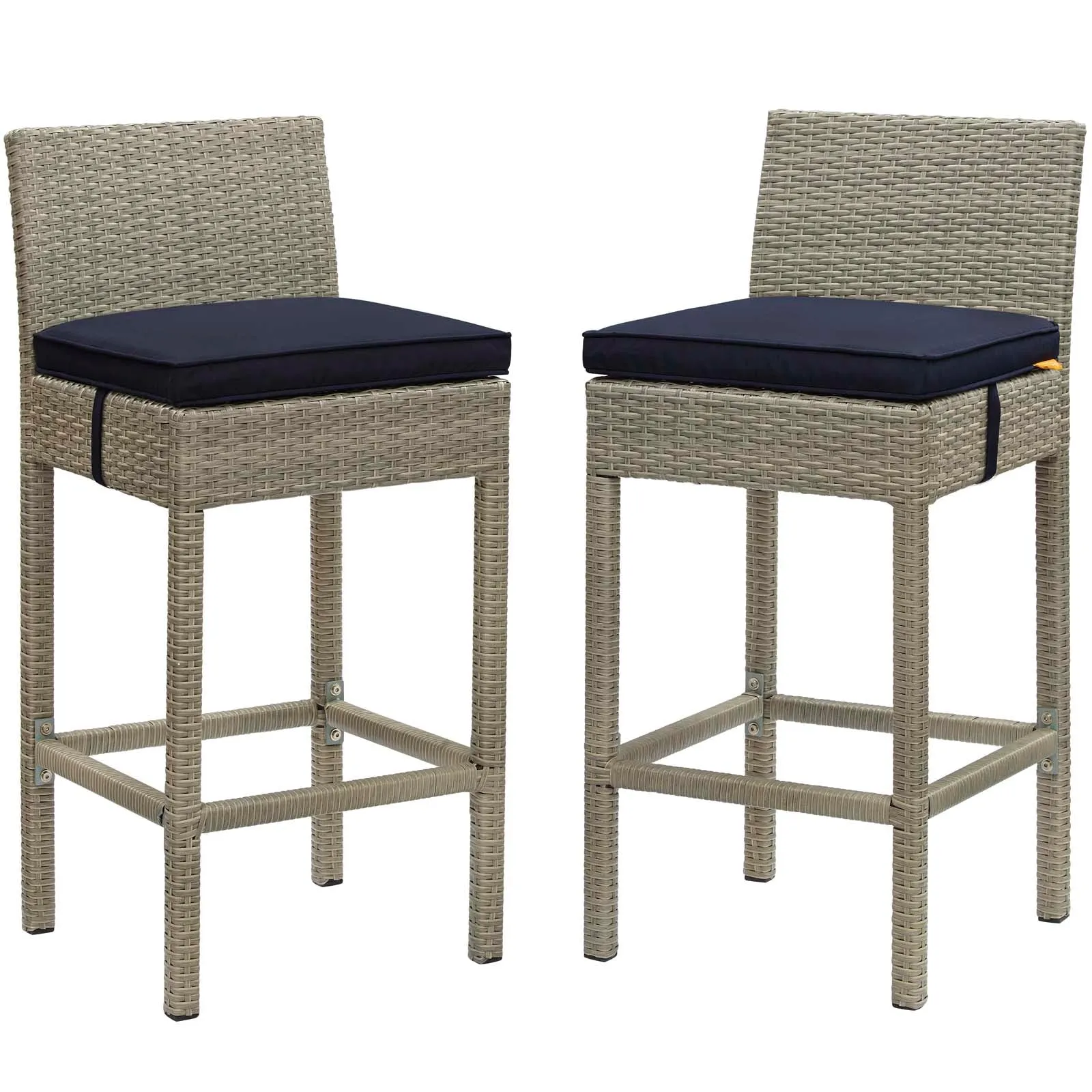 Conduit Bar Stool Outdoor Patio Wicker Rattan Set of 2 by Modway