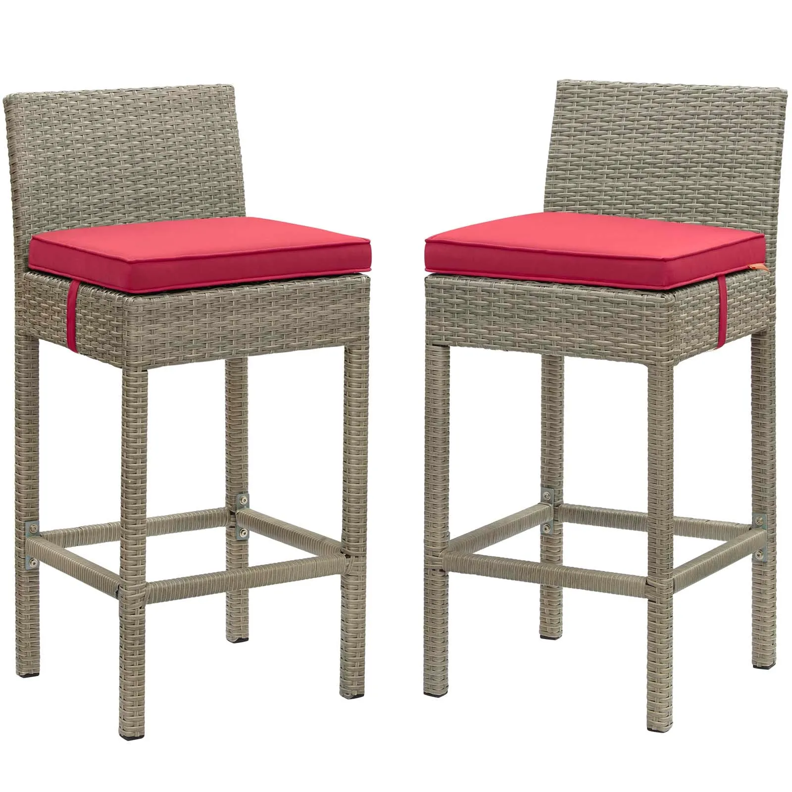 Conduit Bar Stool Outdoor Patio Wicker Rattan Set of 2 by Modway