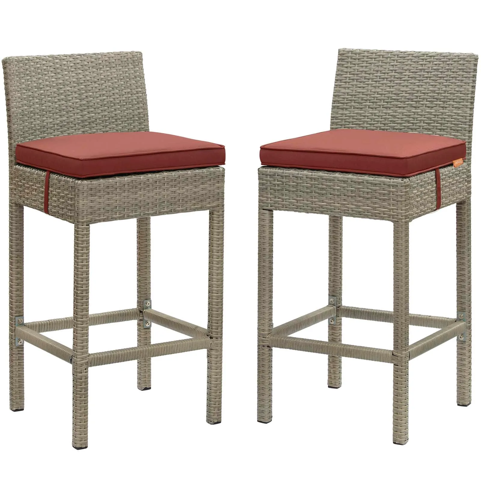 Conduit Bar Stool Outdoor Patio Wicker Rattan Set of 2 by Modway