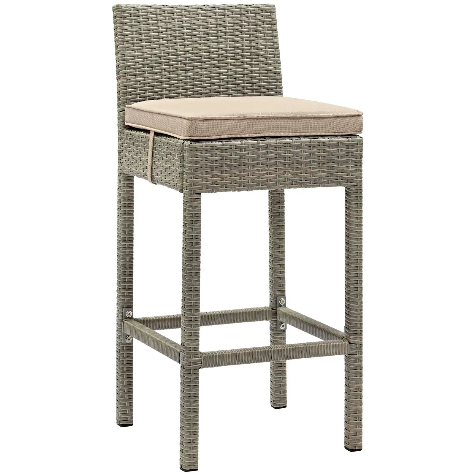 Conduit Bar Stool Outdoor Patio Wicker Rattan Set of 2 by Modway