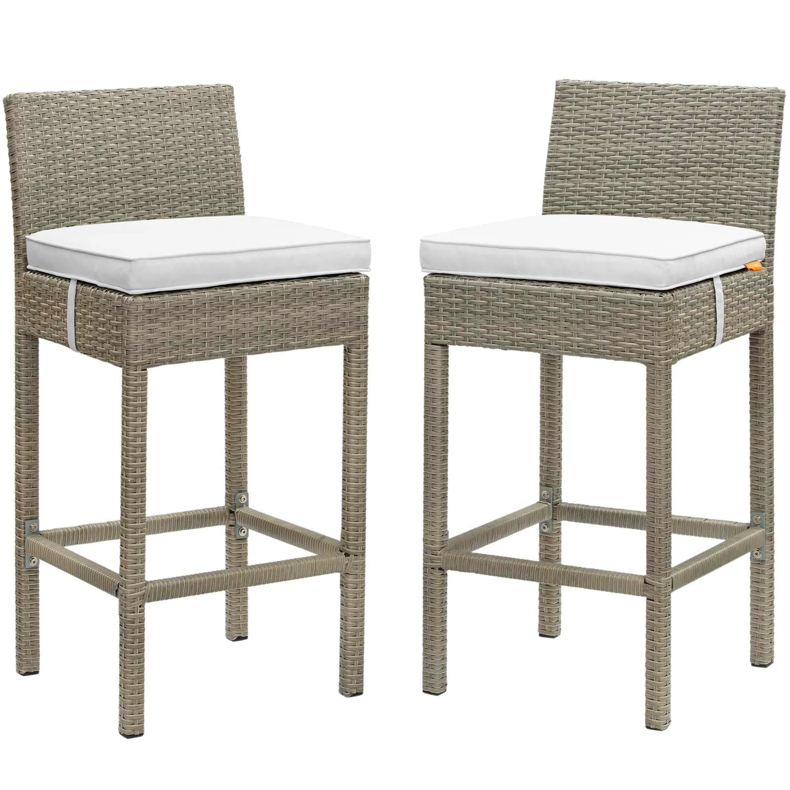 Conduit Bar Stool Outdoor Patio Wicker Rattan Set of 2 by Modway