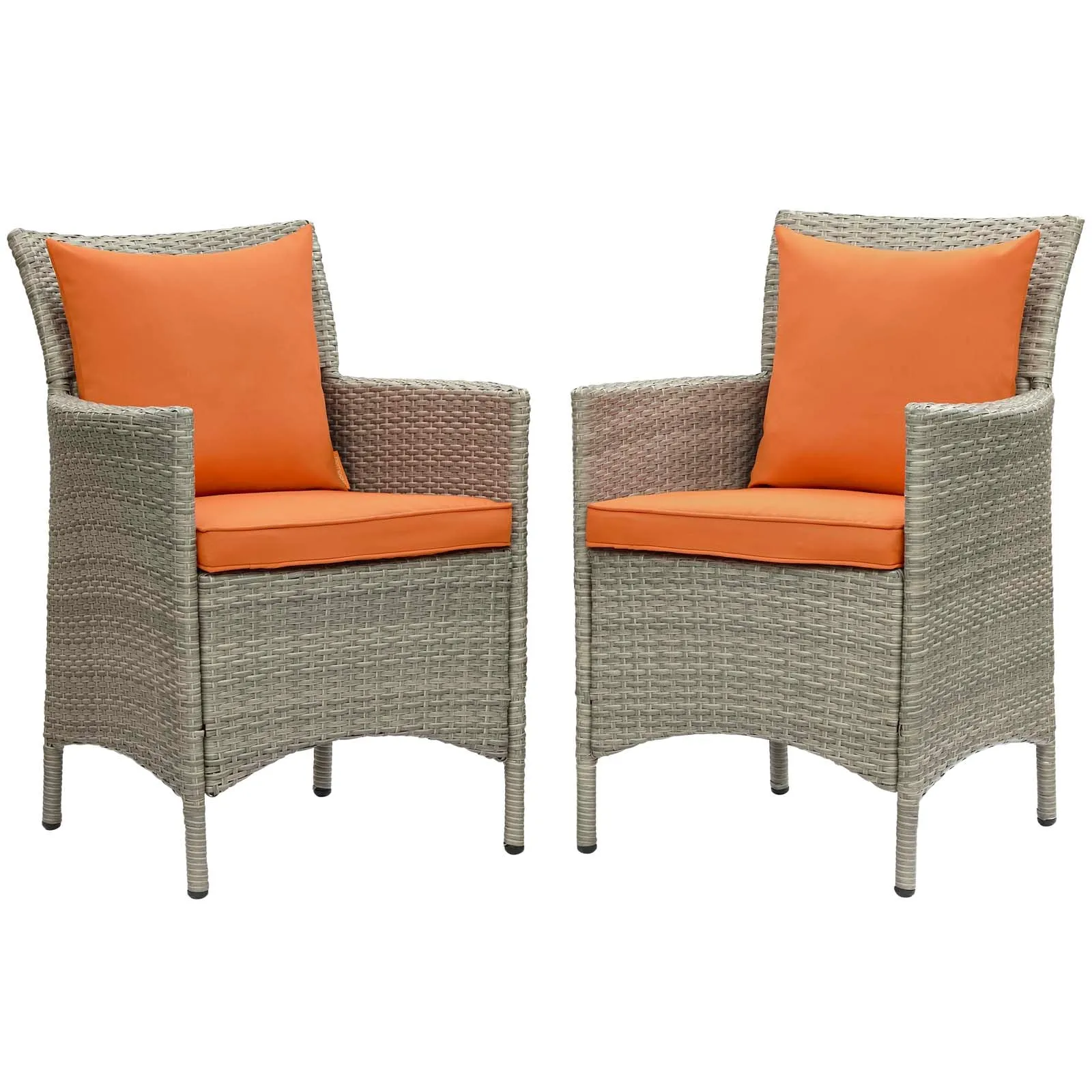 Conduit Outdoor Patio Wicker Rattan Dining Armchair Set of 2 by Modway