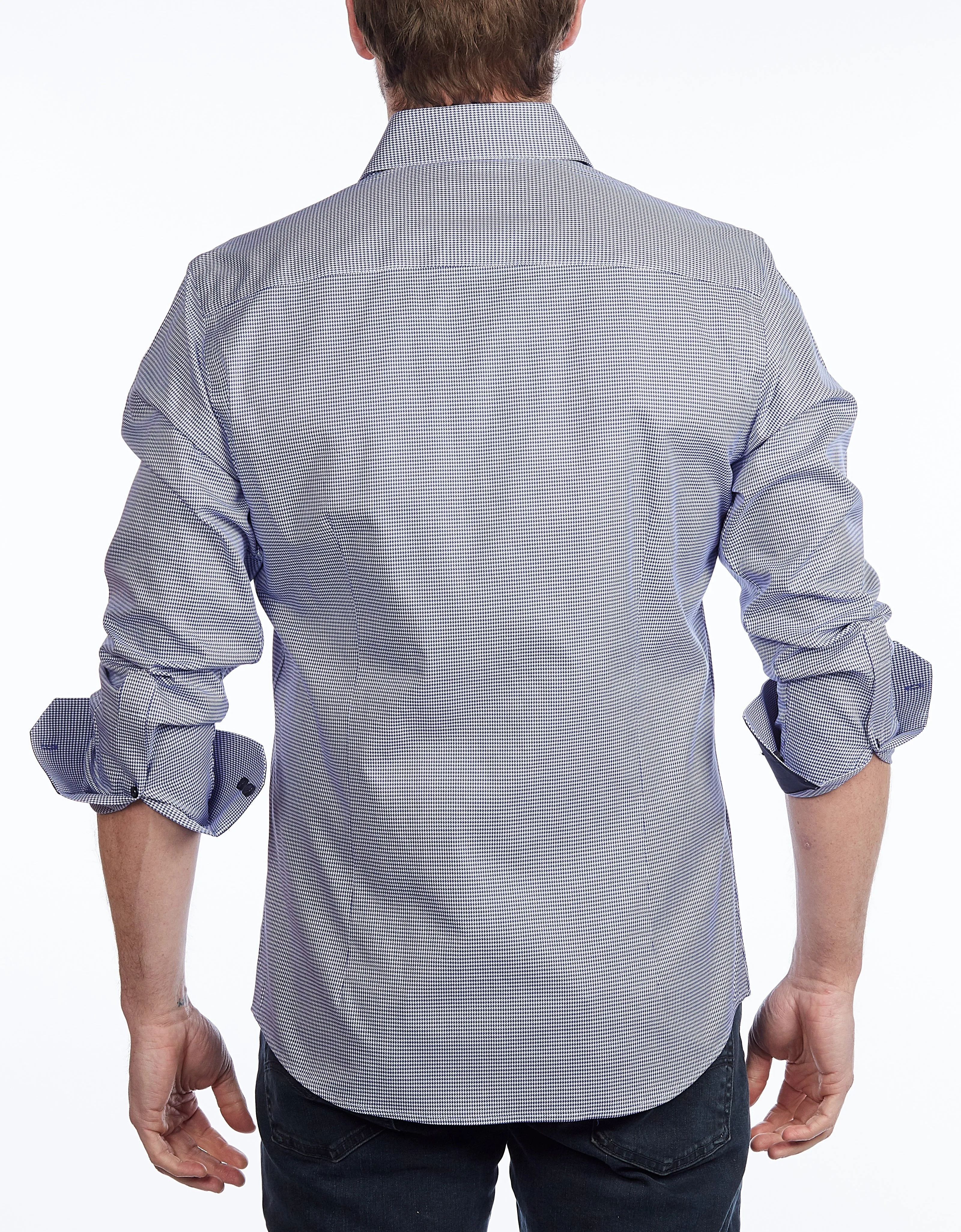 Contrast Collar Button-Up Shirt //  - Contemporary Fit - contrast  trimming- final sale