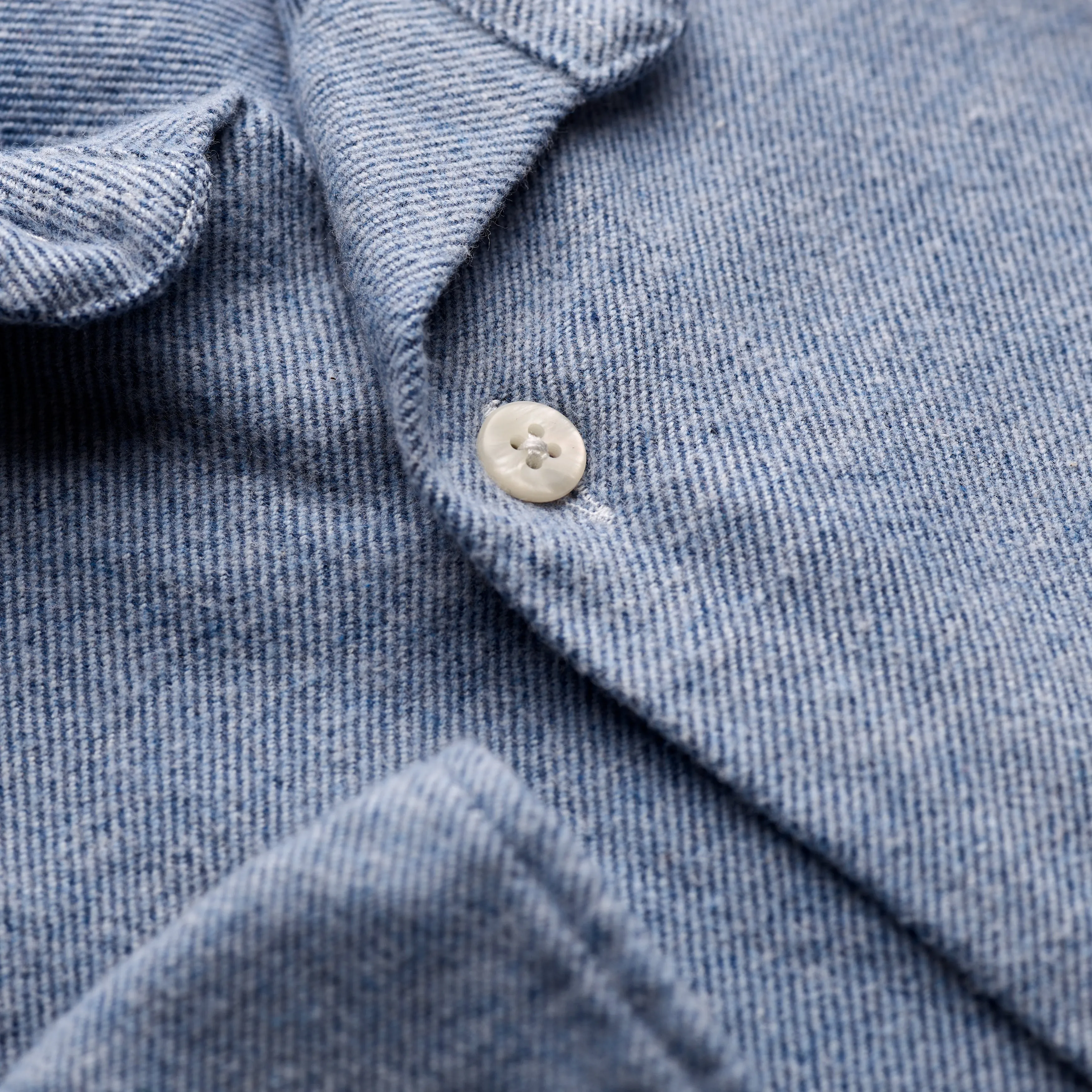 Double brushed spread collar shirt in denim blue