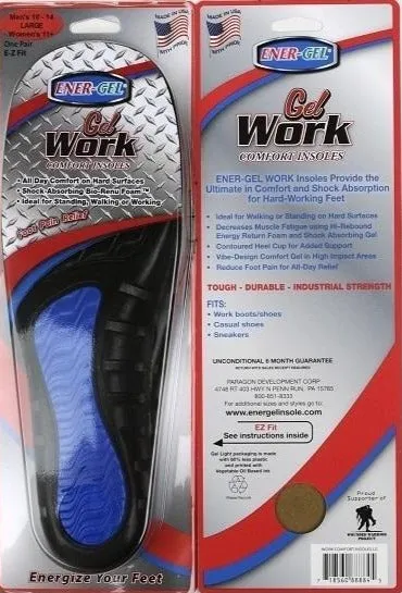 Ener-Gel Gel Work Comfort Insoles Made in USA by Paragon