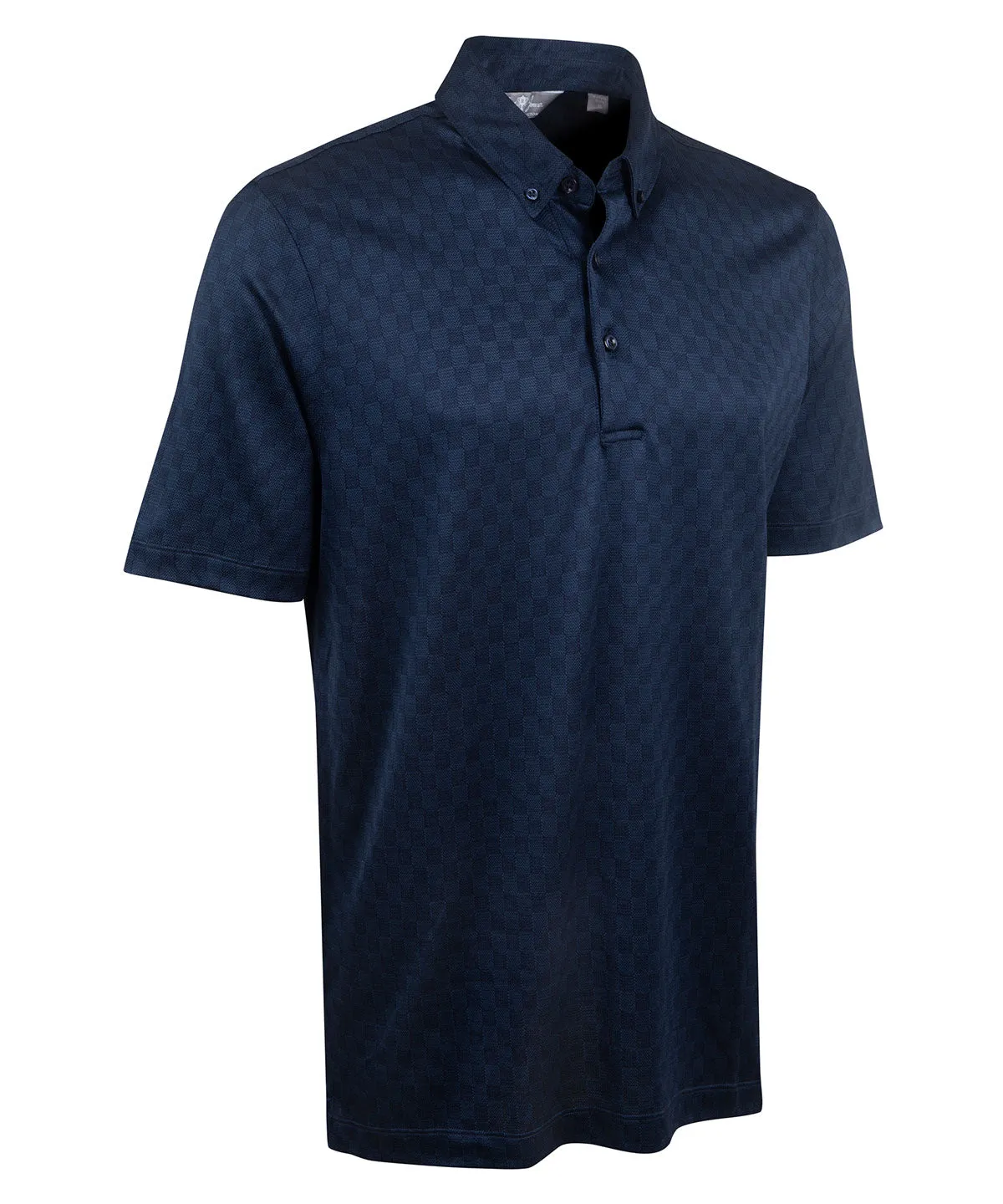 Heritage Avellino Tonal Checkered Jacquard Italian Cotton/Silk Blend Short-Sleeve Polo