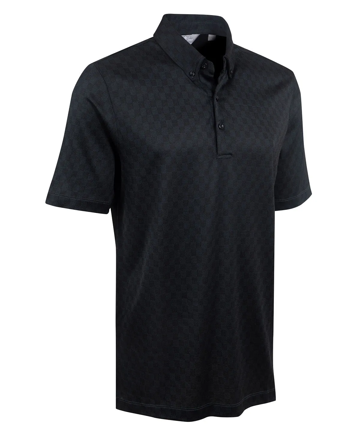 Heritage Avellino Tonal Checkered Jacquard Italian Cotton/Silk Blend Short-Sleeve Polo