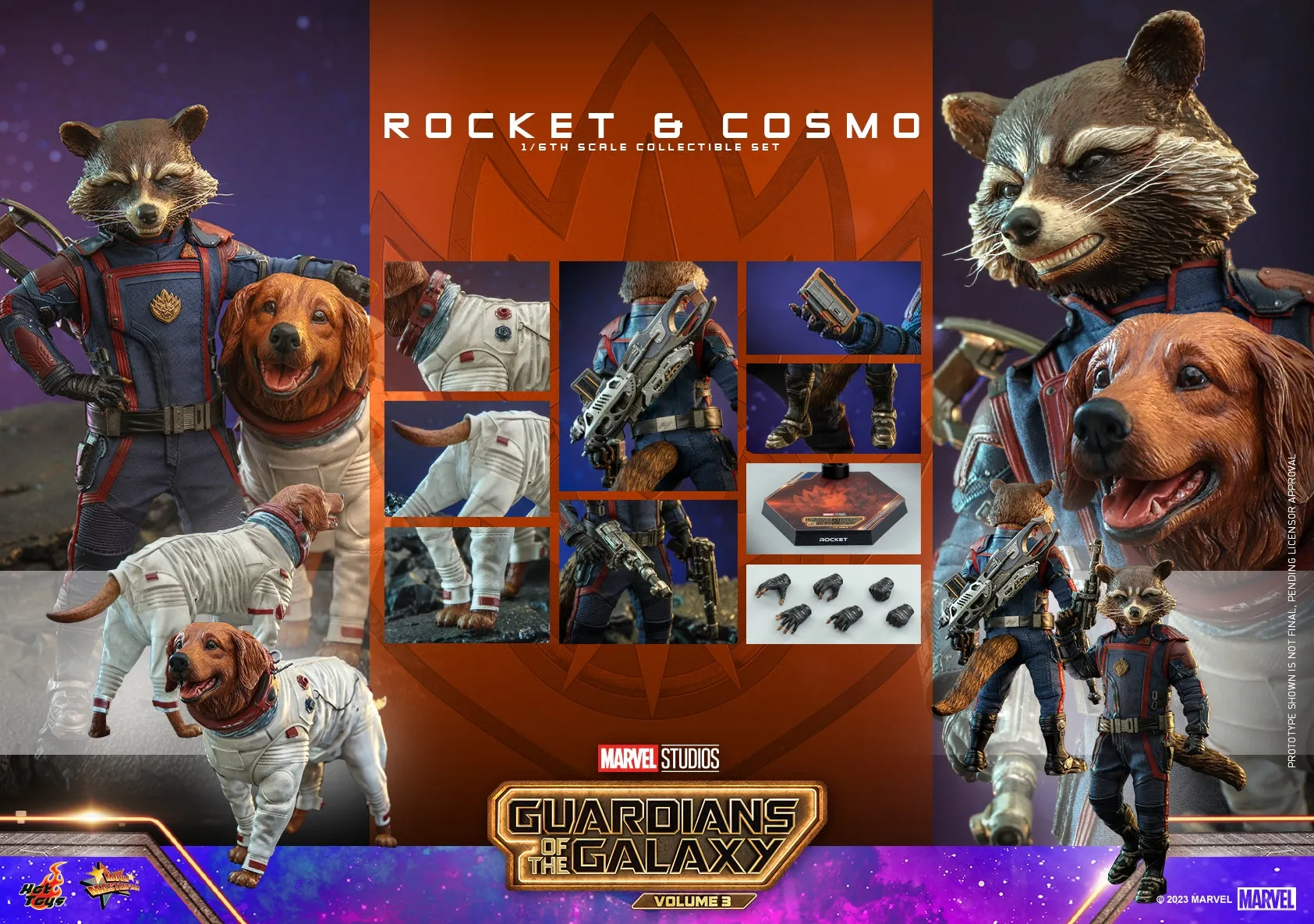 Hot Toys - MMS708 - Guardians of the Galaxy Vol 3 - 1/6th scale Rocket and Cosmo Collectible Set