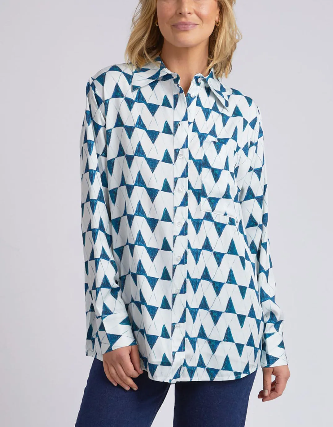 Janey Geo Shirt - Navy Geo Print