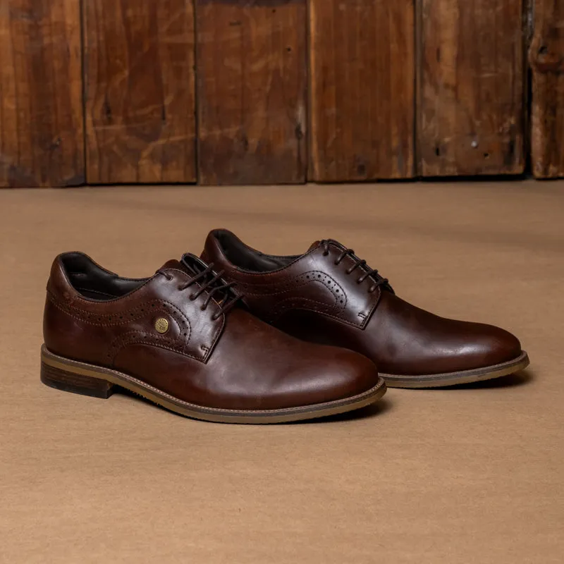 Kingsley Heath Nguni Trim Plain Toe Tan/Brass