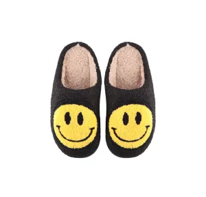 M ONLY Smiley Face Fuzzy Slippers in Black