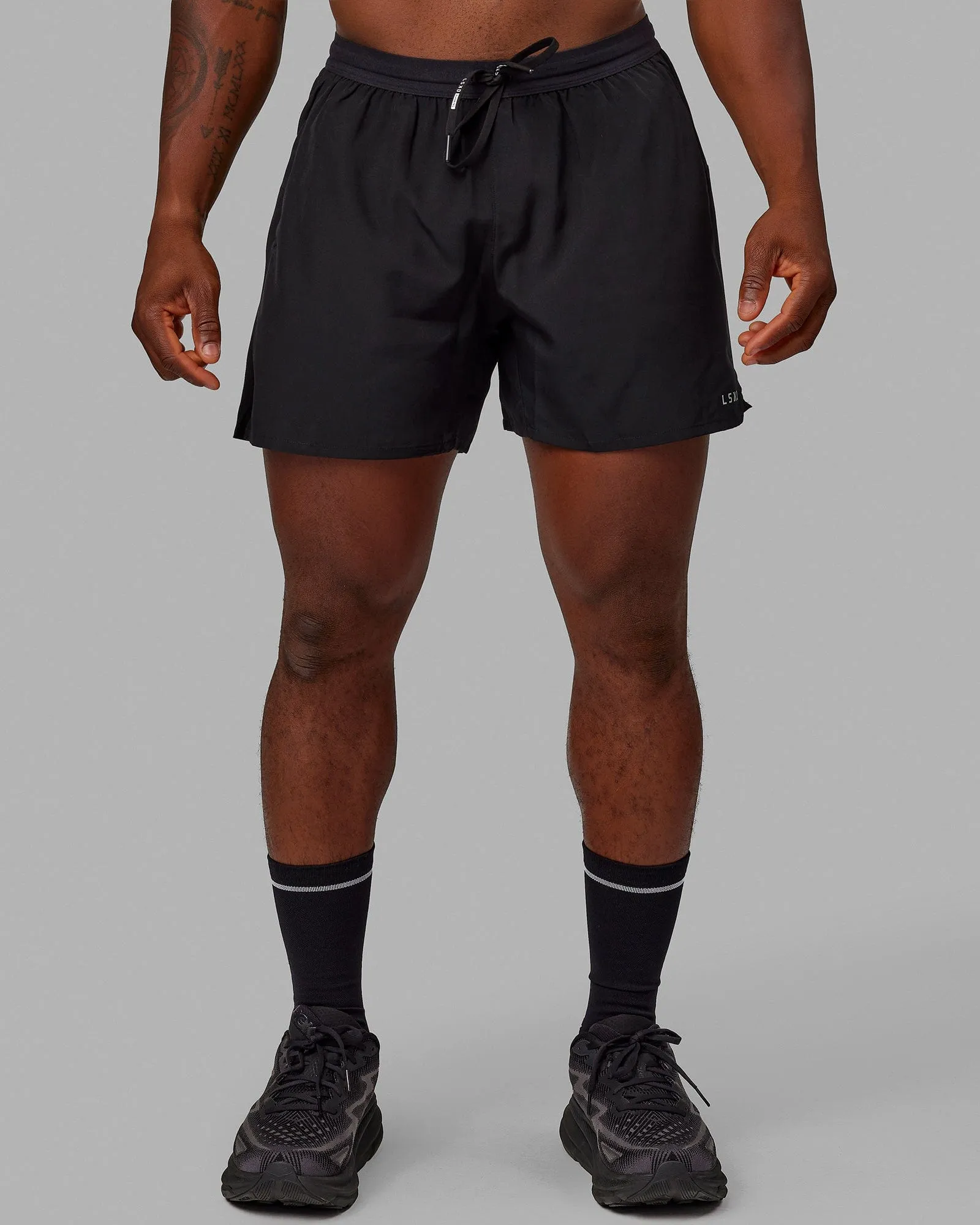 Pace 5" Lined Performance Shorts - Black-Reflective