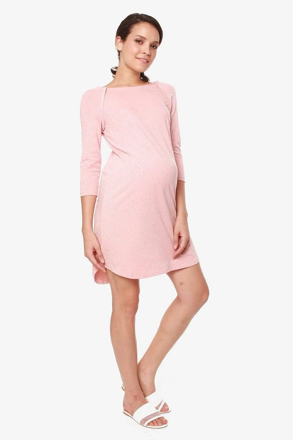 Raglan Sleeves Britney Maternity Dress Pink