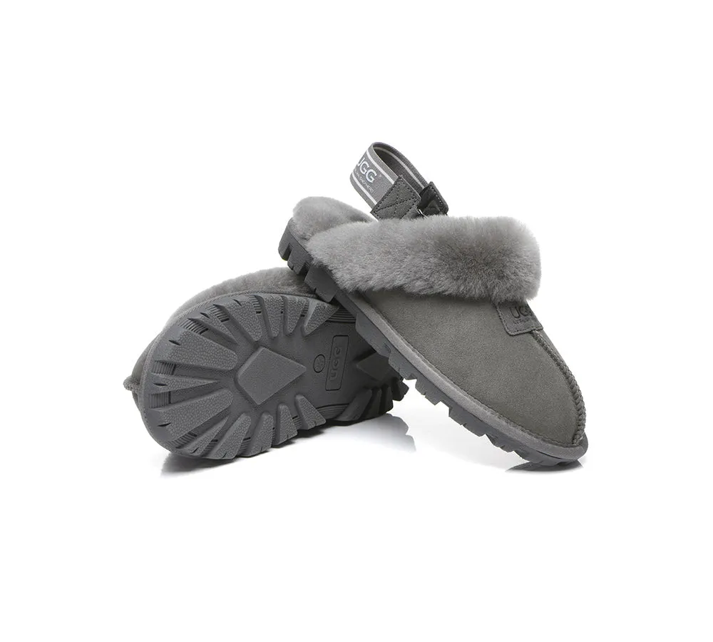 Sheepskin Wool Removable Strap Slingback Slippers Suzie