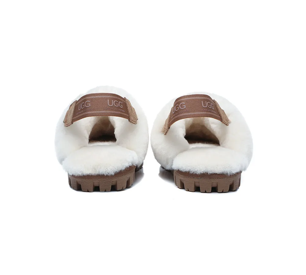 Sheepskin Wool Removable Strap Slingback Slippers Suzie