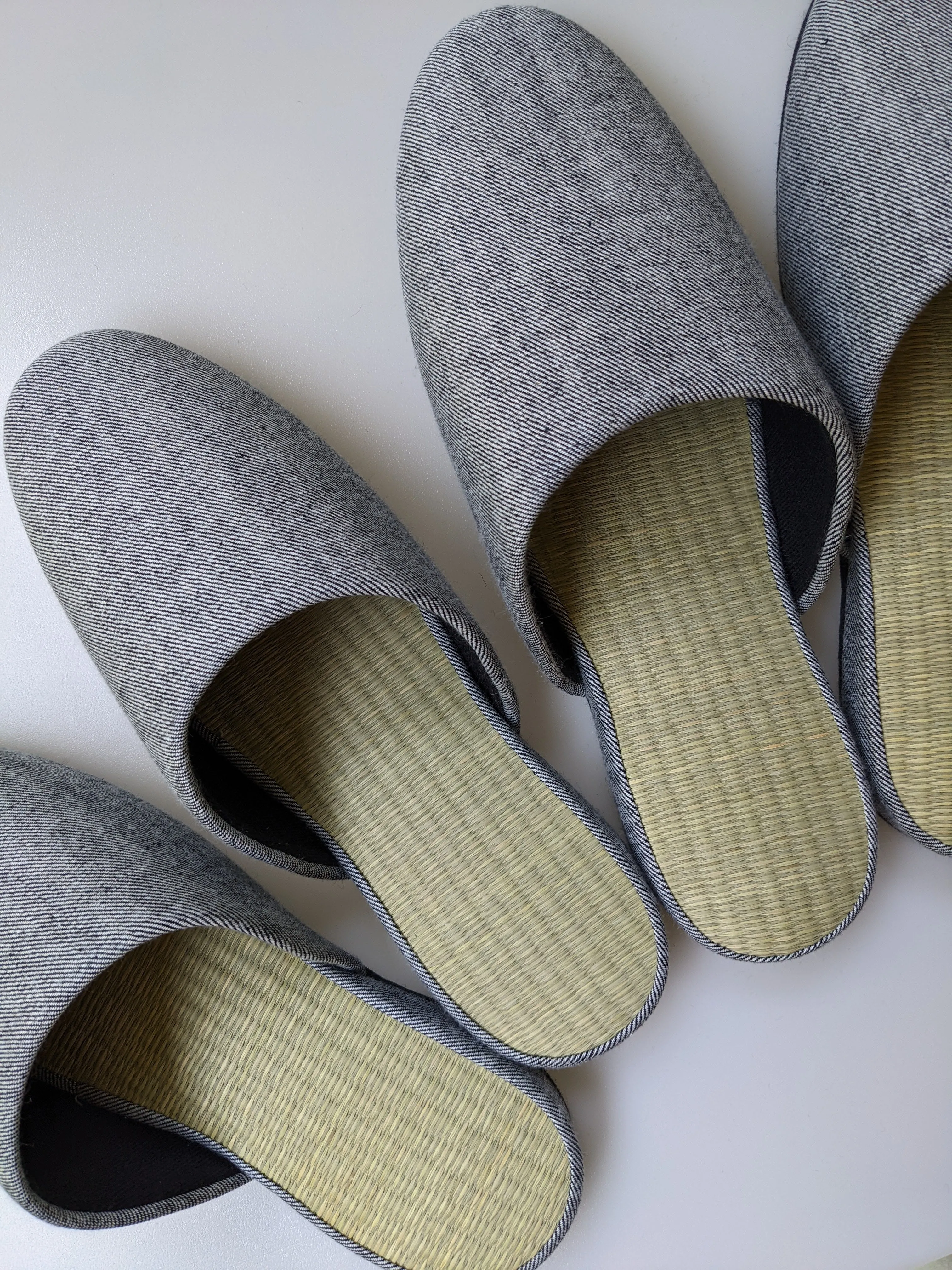 TATAMI Denim Slippers B-Type  [Black Wool Felt Sole] / Simple [Denim Hiroshima]