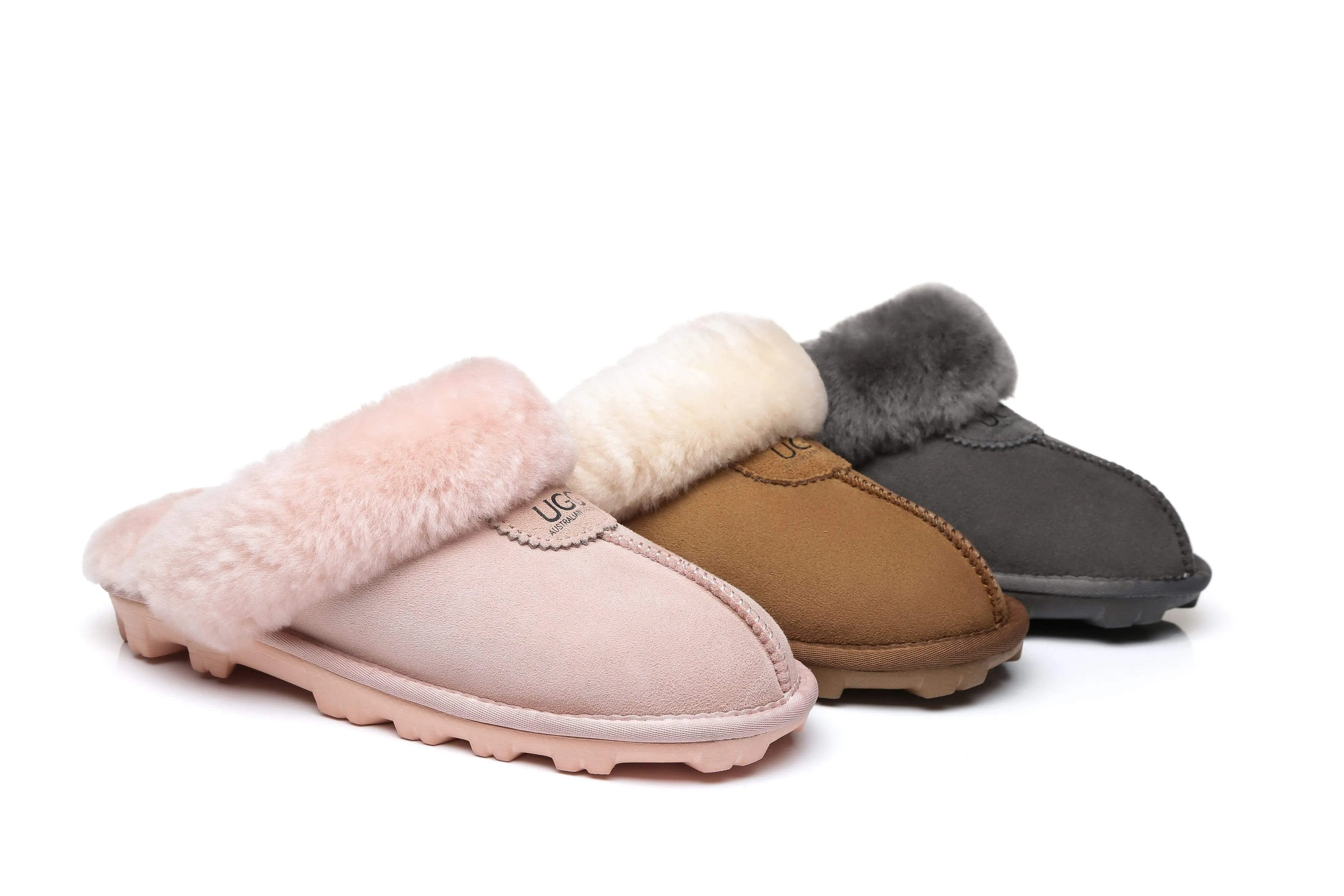 Women Slippers Premium Australia Sheepskin Wool Waffle Scuff