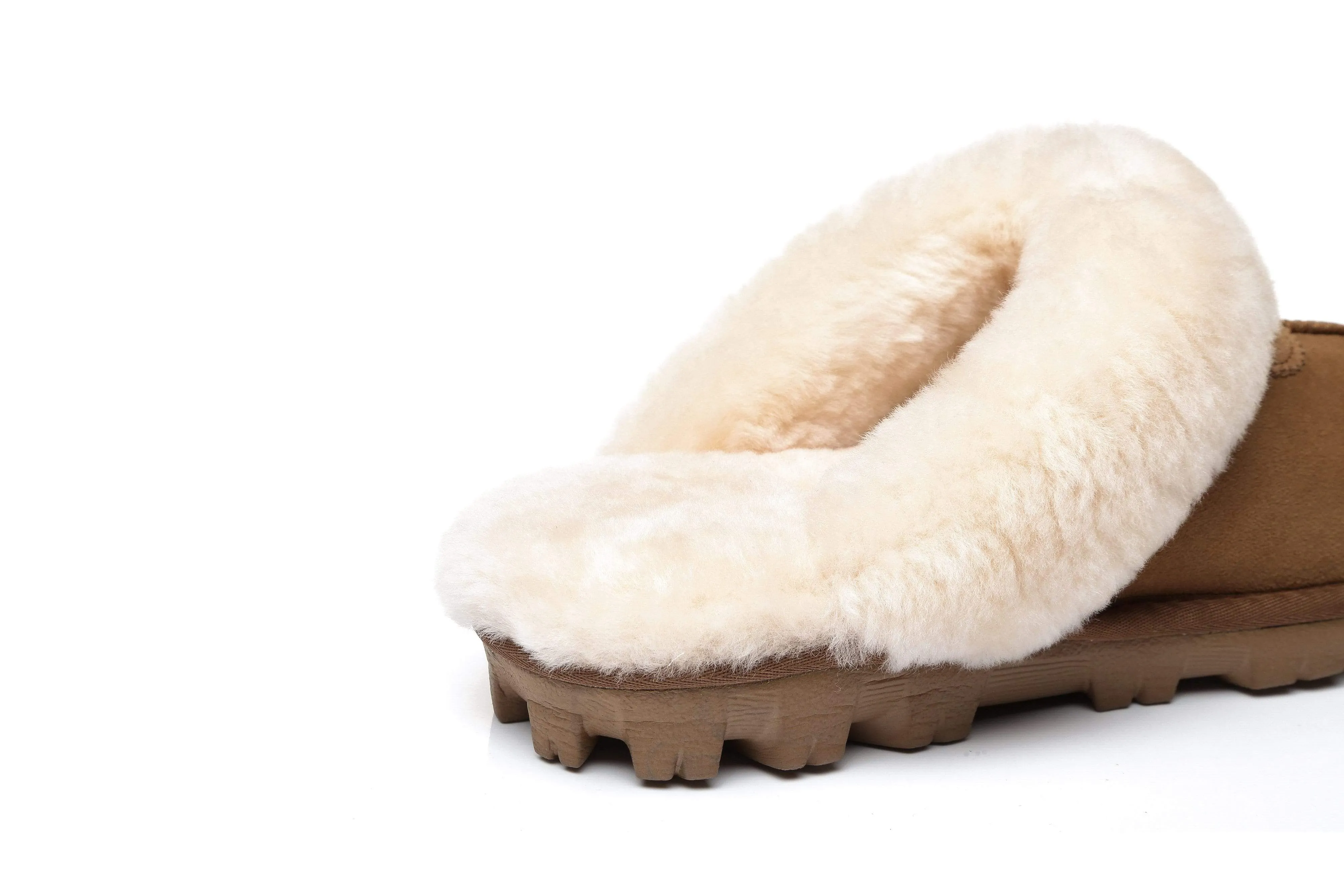 Women Slippers Premium Australia Sheepskin Wool Waffle Scuff