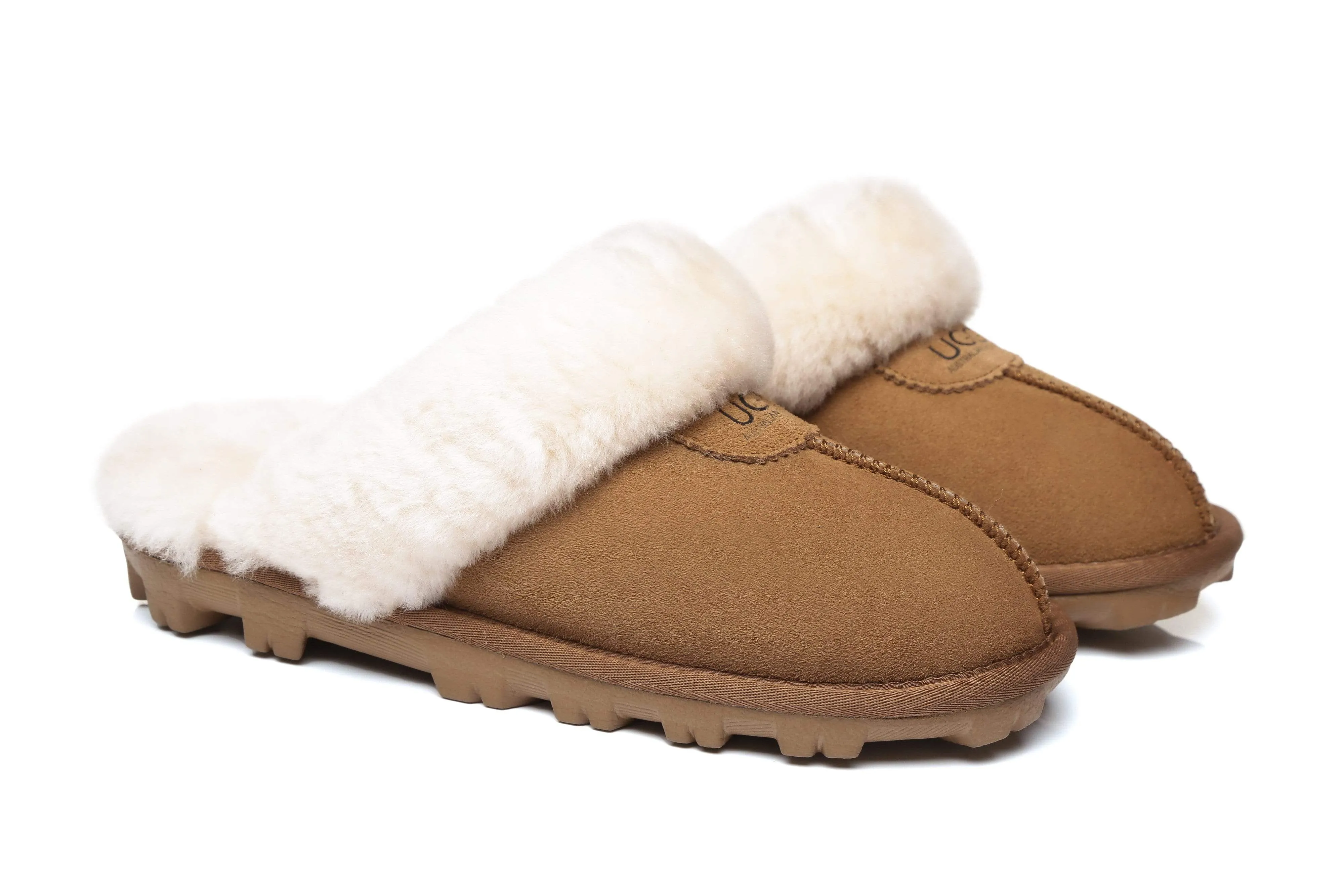 Women Slippers Premium Australia Sheepskin Wool Waffle Scuff