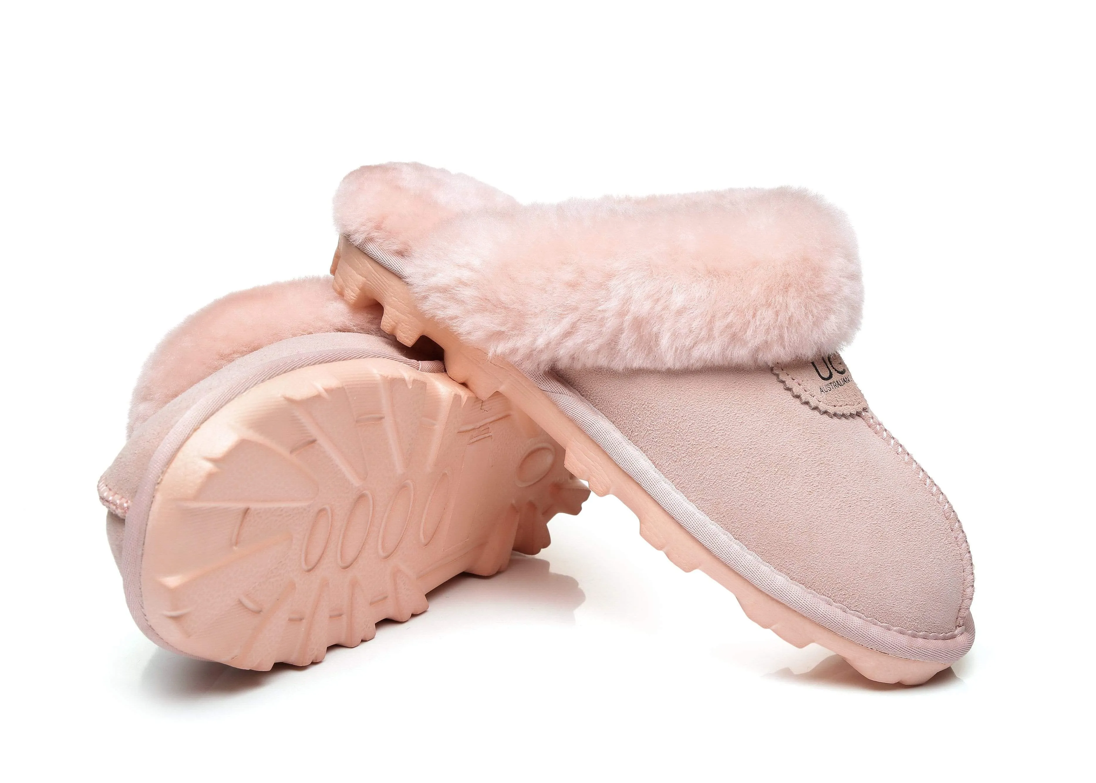 Women Slippers Premium Australia Sheepskin Wool Waffle Scuff