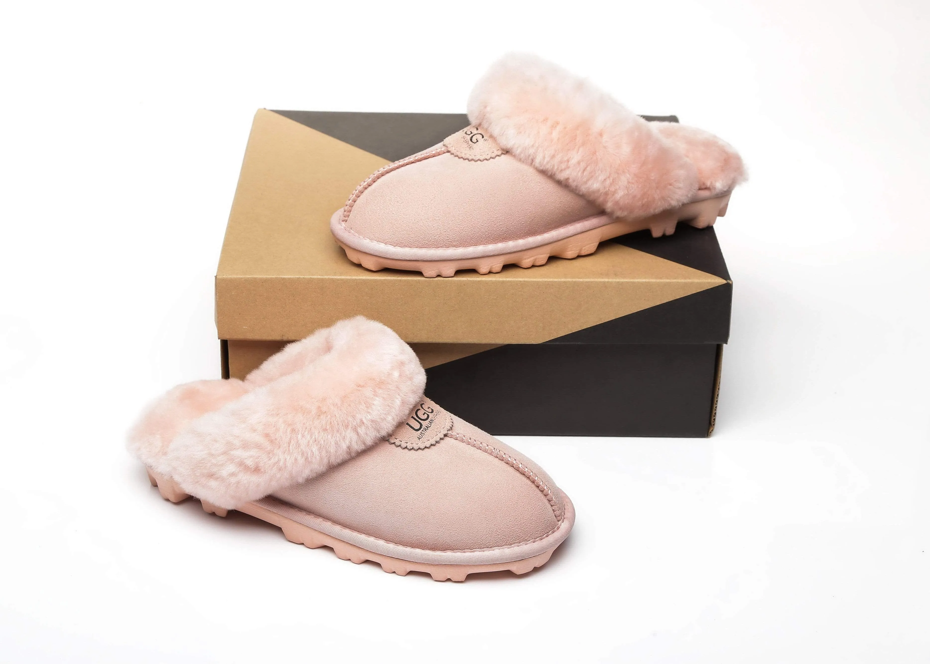 Women Slippers Premium Australia Sheepskin Wool Waffle Scuff