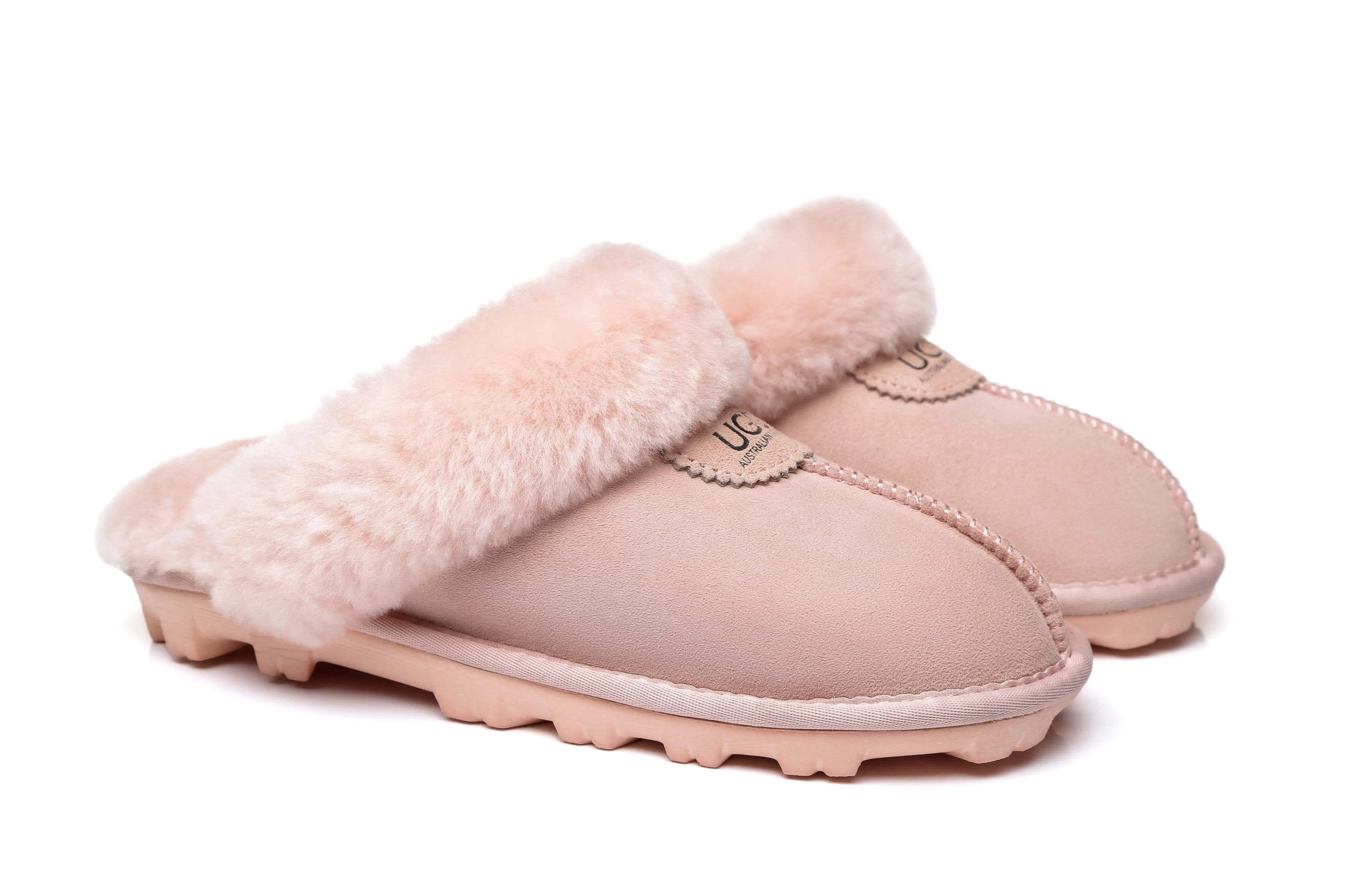 Women Slippers Premium Australia Sheepskin Wool Waffle Scuff